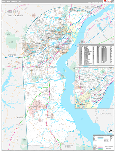 New Castle County, DE Wall Map